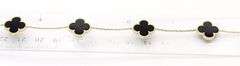 Charming 14K Yellow Gold 5 Motif Black Onyx Bracelet