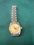 Rolex Lady's Two-Tone Datejust 26mm Champagne Dial with Sapphire Crystal and Fluted Yellow Gold Beze