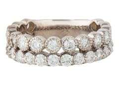 1.75ctw Diamond Milgrain Double Row Band Ring in 14K