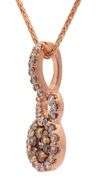 0.55ctw Chocolate and White Diamond Cluster Halo Pendant Necklace in 14K