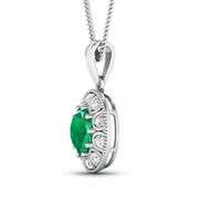 14KT White Gold 1.8ctw Zambian Emerald and Diamond Pendant