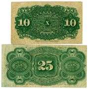 2 Different 4th Issue Fractional Currency Notes: 10¢ & 25¢