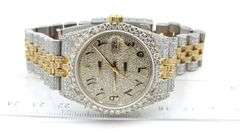 Rolex Datejust two tone 36mm Iced out Arabic diamond dial and bezel and jubilee bracelet watch