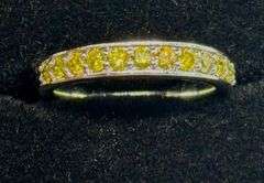 14K White Gold Round Brilliant Cut Yellow Diamond Wedding Band