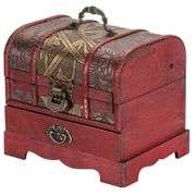 Oriental-Style Wooden Jewelry Box with Drawer
