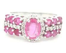 10kt White gold pink topaz and diamond ring