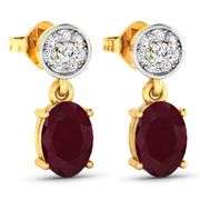 14KT Yellow Gold 1.7ctw Ruby and Diamond Earrings