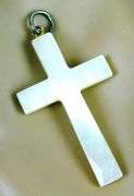 Vintage Large Mother of Pearl Cross Pendant