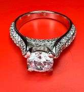 14 Kt White Gold Plate Sparkling 5.75 CT Lab Simulated Diamond  Engagement Ring