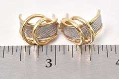 Fantastic Pair of J-Hoop Earrings in 14K Two-Tone Gold