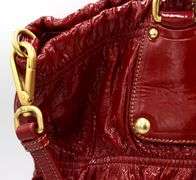 Prada Rosso Vernice Gaufre Leather Tote With Shoulder Strap