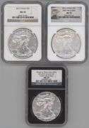 3 Diff. NGC MS70 graded American Silver Eagles from 2012