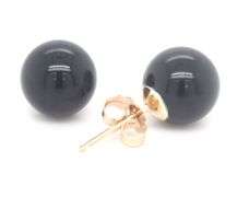 14kt Yellow gold 8mm black onyx stud earrings