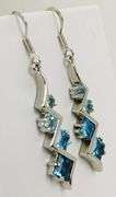 Sterling Blue Topaz Long Earrings