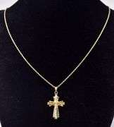 Spectacular Cross Pendant Necklace in 14K Yellow Gold