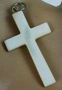 Vintage Large Mother of Pearl Cross Pendant