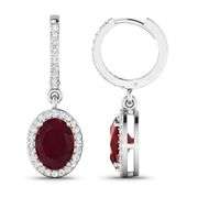 14KT White Gold 3ctw Ruby and Diamond Earrings