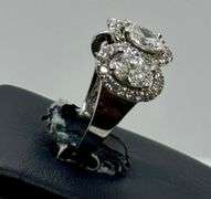 14K White Gold Oval Cut Lab Diamond Wedding Band