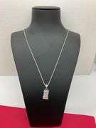 CERTIFIED 14K WHITE GOLD DIAMOND PENDANT WITH NECKLACE