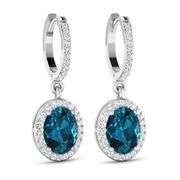 14KT White Gold 2.2ctw London Blue Topaz and Diamond Earrings