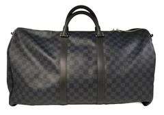 Louis Vuitton, Keepall Bandouliere 55 Damier Cobalt Canvas Bag W/ Box