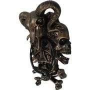 Horned Ram Skull Door Knocker with Crossed Bones