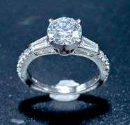 Sparkling 14 Kt White Gold Plated Lab Simulated Diamond Ring.