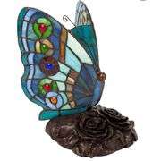 Handmade with 128 Stained Glass Butterfly Lamp