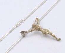 Vintage 925 Sterling Silver Crucifixion of Jesus Pendant on Chain