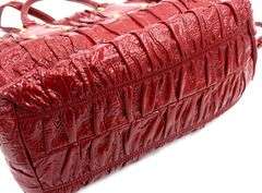Prada Rosso Vernice Gaufre Leather Tote With Shoulder Strap