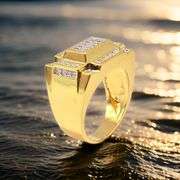 Men's 14 Kt Gold Plate 7.35 Ctw Lab Simulated Diamond Ring.