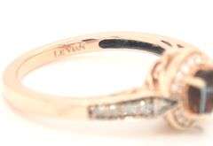 14kt Rose gold LeVian checkerboard cut smokey quartz with chocolate and white diamond ring