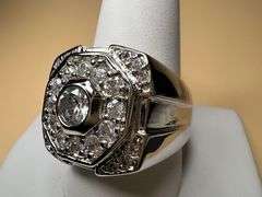 Men's 14 Kt White Gold Plate 7.25 Ctw Lab Simulated Diamond Ring