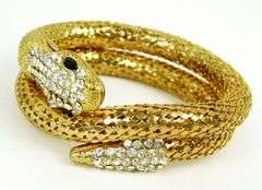 Vintage Coiled Rhinestone Snake Bracelet