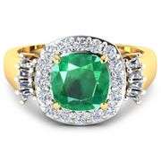14KT Yellow Gold 2.07ct Zambian Emerald and Diamond Ring