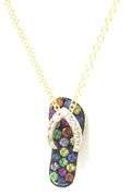 14kt Yellow gold Effy multi sapphire and diamond flip flop pendant on chain