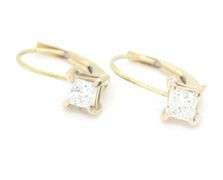 14kt Yellow gold 0.40ctw princess cut diamond lever back earrings