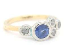 18kt Yellow gold bezel set sapphire and diamond ring