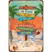 8x12 Inch Metal Tin Sign "Be Happy"