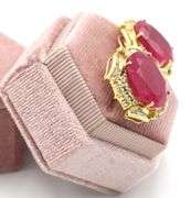 Fantastic 14K Yellow Gold W/ 35.50CTW Oval Diamond-Cut Ruby & 2.2CTW Round Brilliant Cut Diamond Ear