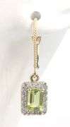14kt Yellow gold Peridot and diamond dangle earrings