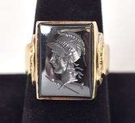 Superb Hematite Cameo Ring in 10K Yellow Gold