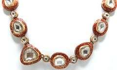 22k Gold Mine Cut Diamond Indian Necklace with Floral Patterns