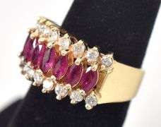Ravishing Ruby and Diamond Ring in 14K Yellow Gold