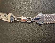 Impressive 53.2 Gram 14 Kt Tri-Layered .925 Sterling Silver Plate Herringbone Necklace