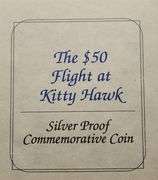 1993 $50 Flight At Kittyhawk Proof Silver Coin