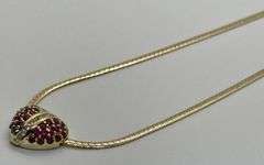 10K Yellow Gold Ruby & Swarovski Crystals
