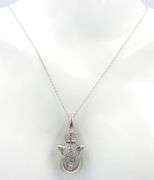 14kt White gold 1ctw diamond and ruby eye elephant head pendant on chain