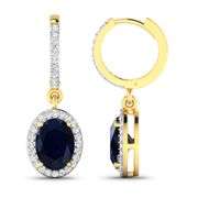 14KT Yellow Gold 2.6ctw Blue Sapphire and Diamond Earrings