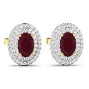 14KT Yellow Gold 1.12ctw Ruby and Diamond Earrings